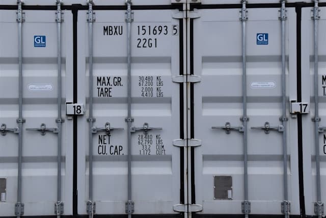 Colorful shipping containers stacked for storage